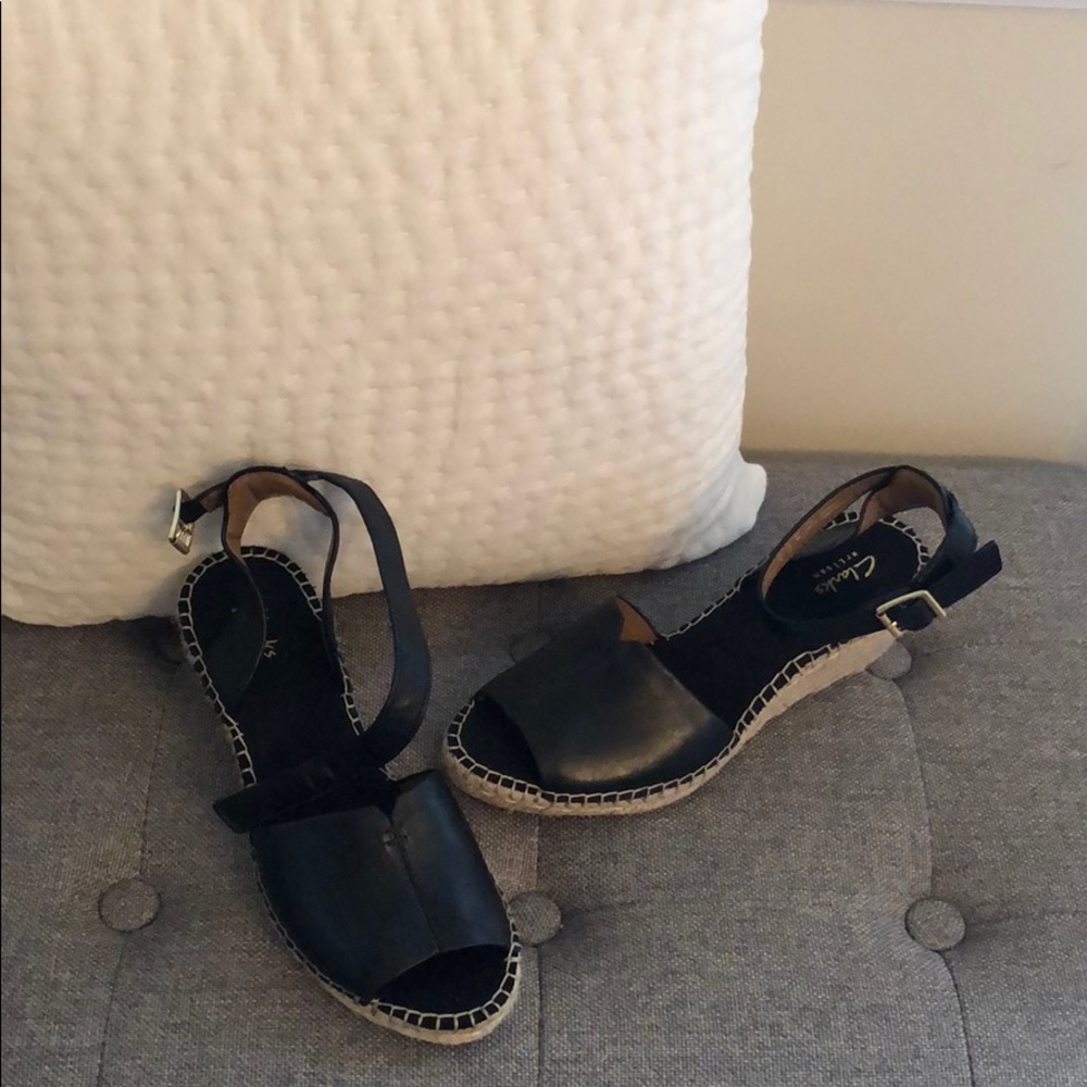 NWT Clarks Artisan Leather Espadrille Wedge